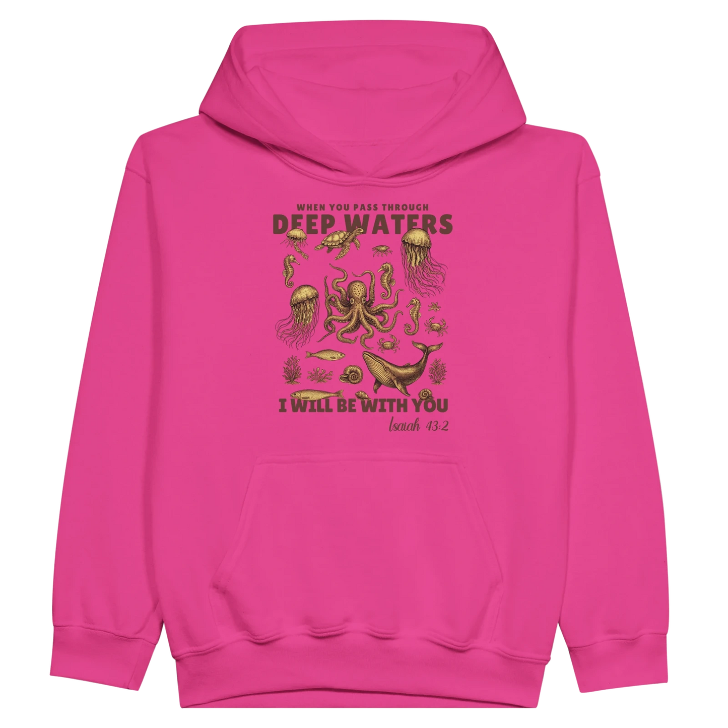 Deep Waters Christian Midweight Fleece Youth Hooded Sweatshirt - ClaimedbyGodDesigns