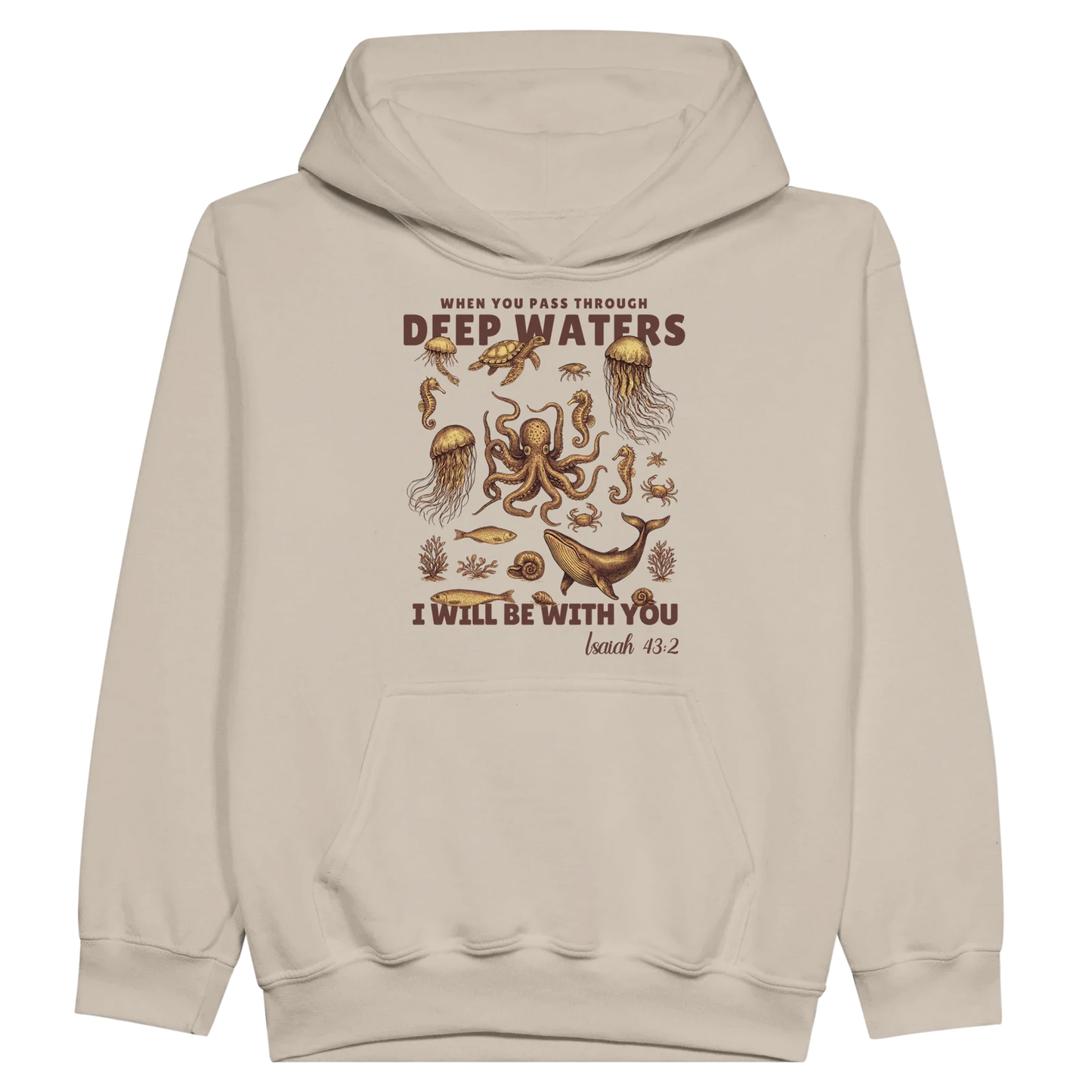 Deep Waters Christian Midweight Fleece Youth Hooded Sweatshirt - ClaimedbyGodDesigns