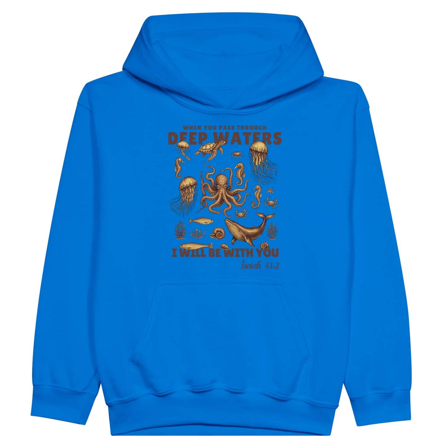 Deep Waters Christian Midweight Fleece Youth Hooded Sweatshirt - ClaimedbyGodDesigns