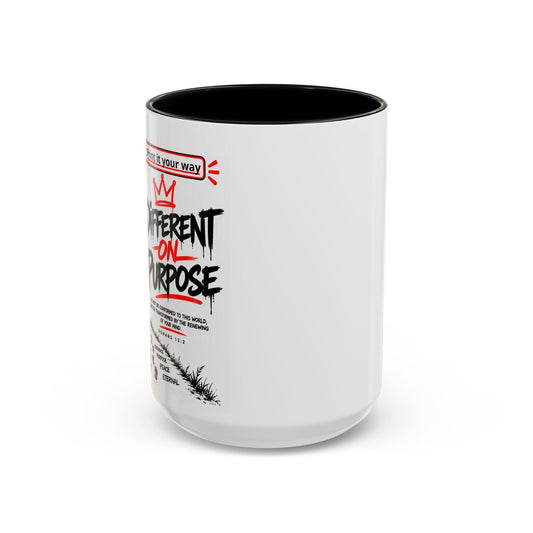 Different On Purpose Personalized Christian Coffee Mug — Called by Name Accent Mug (15oz) - Claimed by God Designs