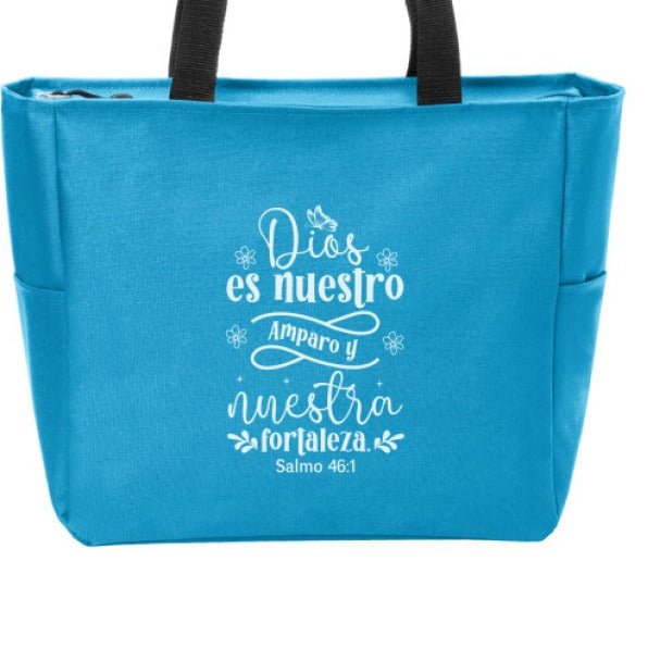 Dios Es Nuestro Amparo y Nuestra Fortaleza Spanish Christian Tote Bag - ClaimedbyGodDesigns