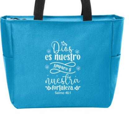 Dios Es Nuestro Amparo y Nuestra Fortaleza Spanish Christian Tote Bag - ClaimedbyGodDesigns