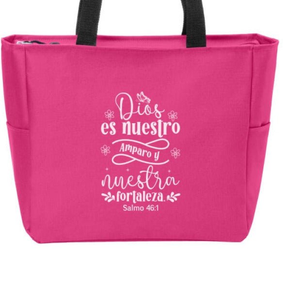 Dios Es Nuestro Amparo y Nuestra Fortaleza Spanish Christian Tote Bag - ClaimedbyGodDesigns