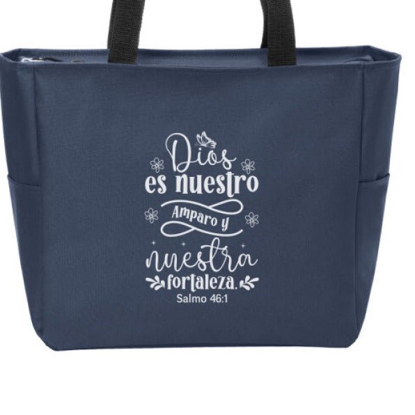 Dios Es Nuestro Amparo y Nuestra Fortaleza Spanish Christian Tote Bag - ClaimedbyGodDesigns
