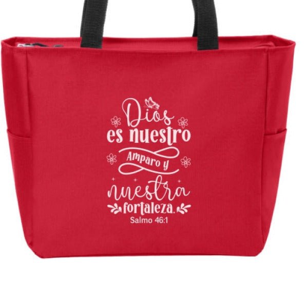 Dios Es Nuestro Amparo y Nuestra Fortaleza Spanish Christian Tote Bag - ClaimedbyGodDesigns