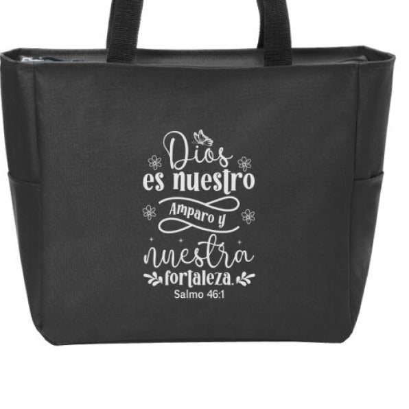 Dios Es Nuestro Amparo y Nuestra Fortaleza Spanish Christian Tote Bag - ClaimedbyGodDesigns