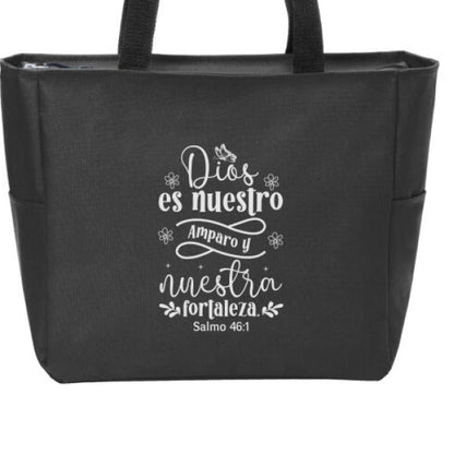 Dios Es Nuestro Amparo y Nuestra Fortaleza Spanish Christian Tote Bag - ClaimedbyGodDesigns