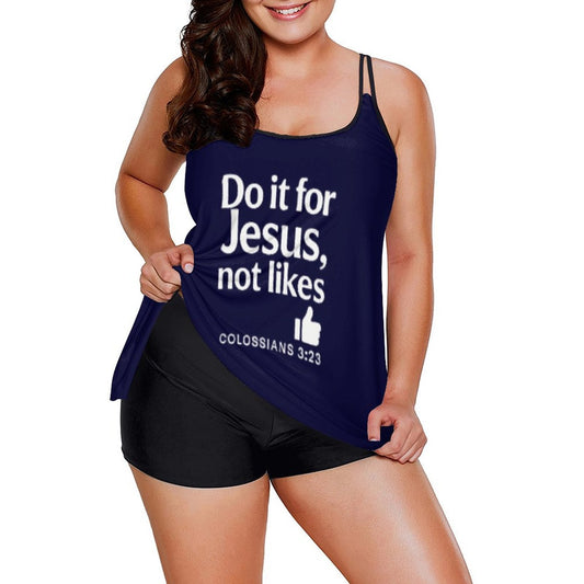 Do It For Him Christian Plus Size Women Tankini 2-Piece Swimsuit - ClaimedbyGodDesigns