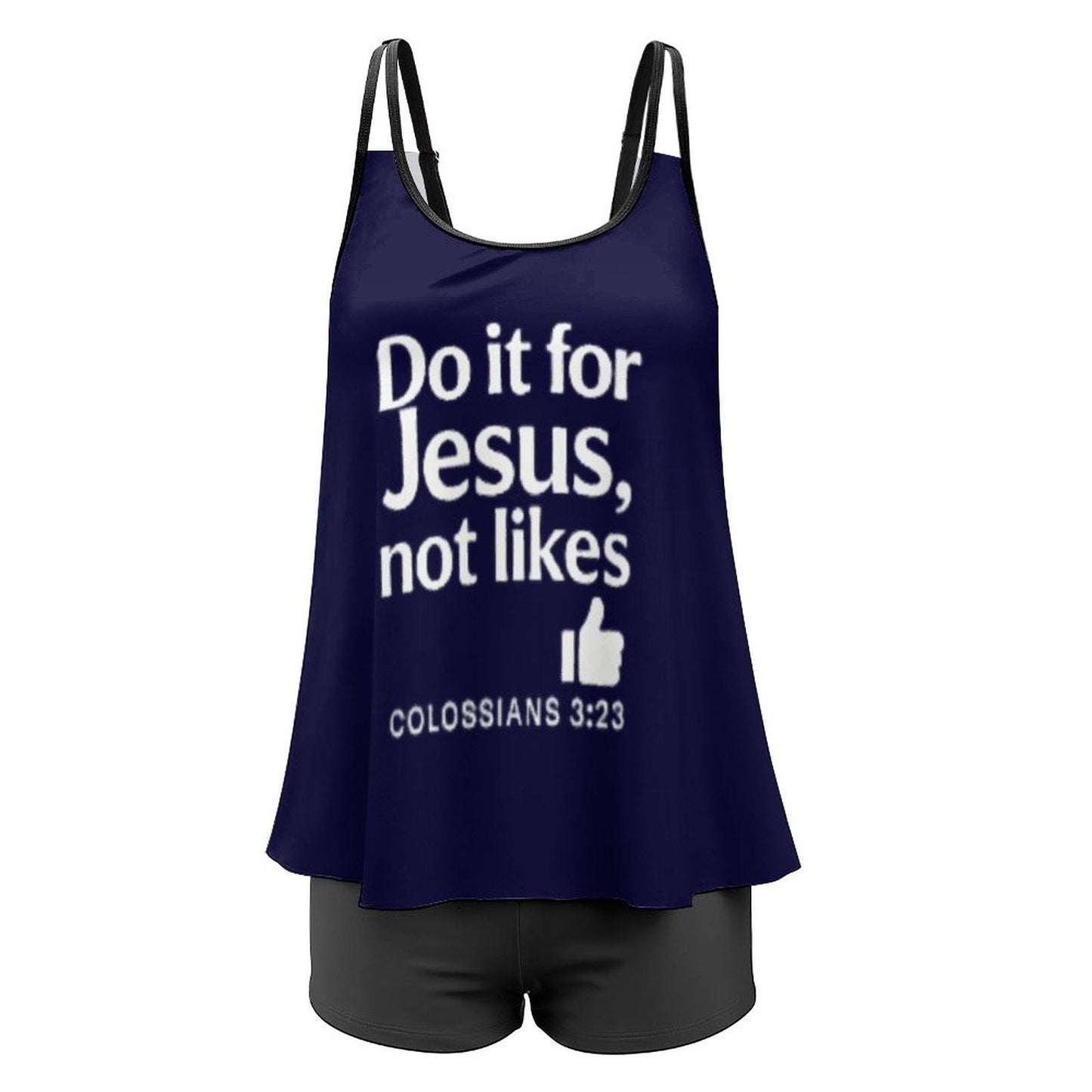 Do It For Him Christian Plus Size Women Tankini 2-Piece Swimsuit - ClaimedbyGodDesigns