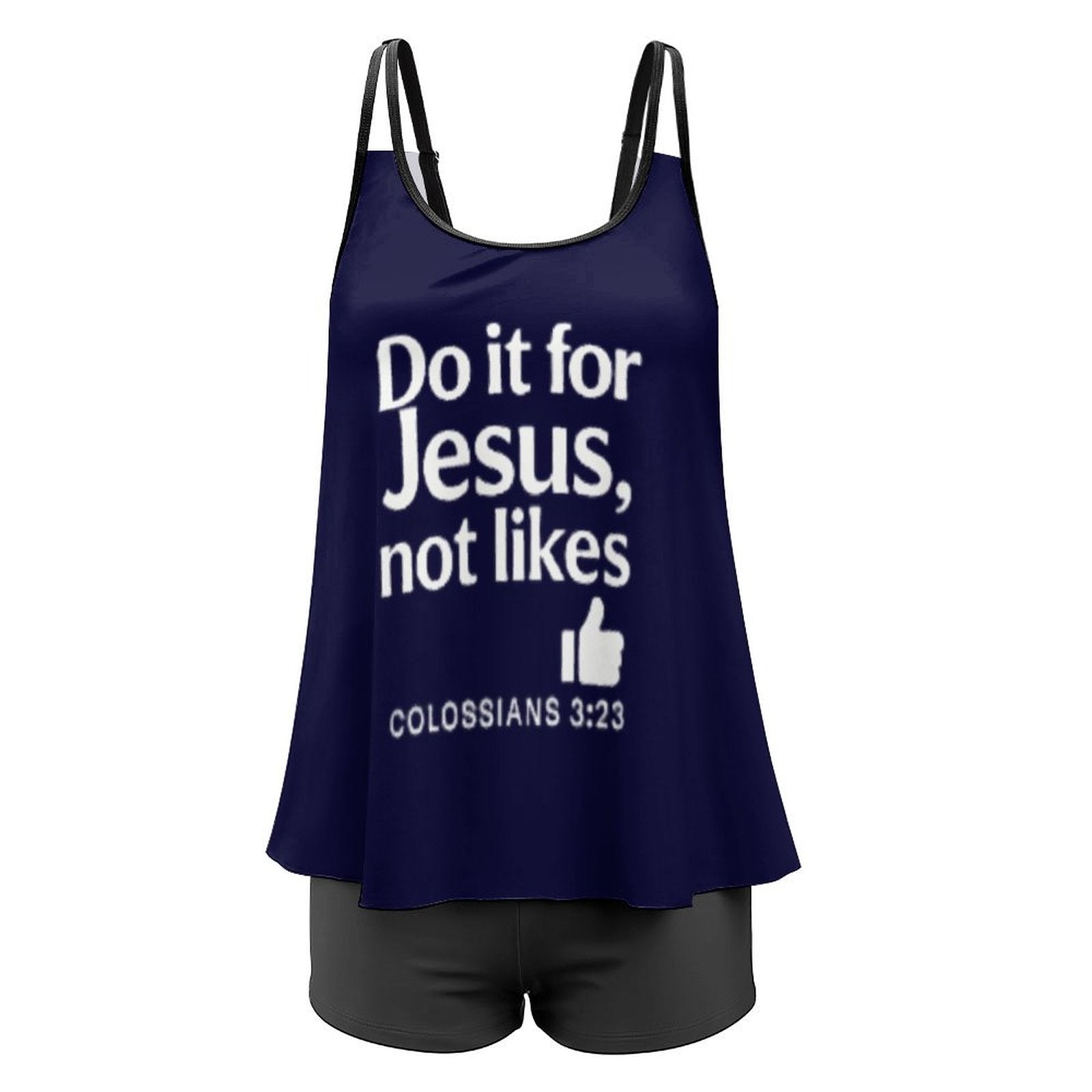 Do It For Him Christian Plus Size Women Tankini 2-Piece Swimsuit - ClaimedbyGodDesigns