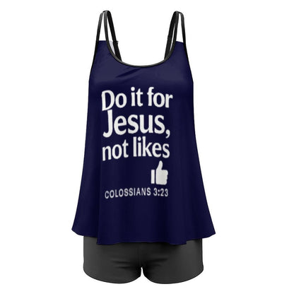 Do It For Him Christian Plus Size Women Tankini 2-Piece Swimsuit - ClaimedbyGodDesigns