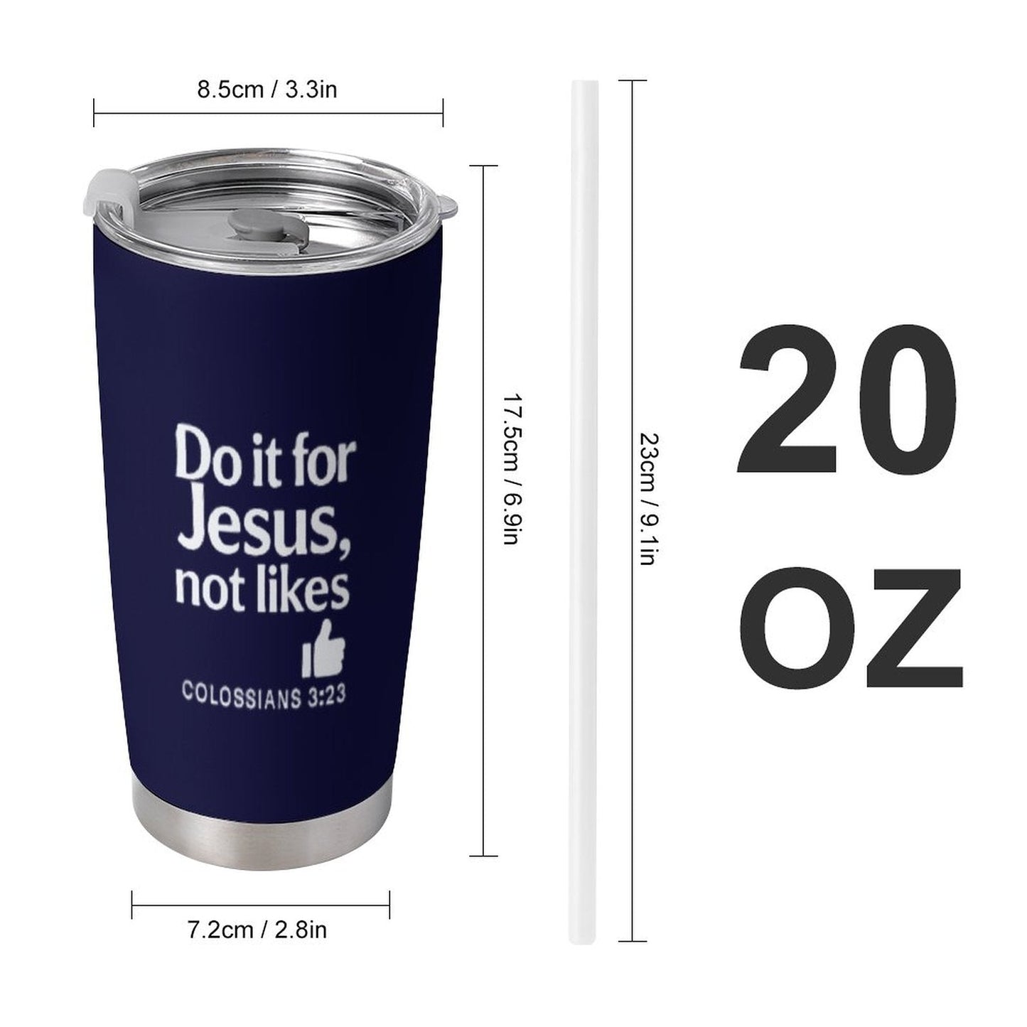 Do It For Him Christian Tumbler-20oz Insulated Stainless Steel Cup with Lid - ClaimedbyGodDesigns