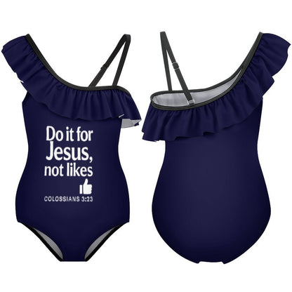 Do It For Him Youth Christian Ruffled One-Piece Swimsuit - ClaimedbyGodDesigns