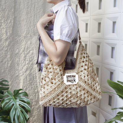 Dream Big Pray Hard Christian Crochet Straw Bag - ClaimedbyGodDesigns
