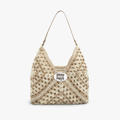 Dream Big Pray Hard Christian Crochet Straw Bag - ClaimedbyGodDesigns