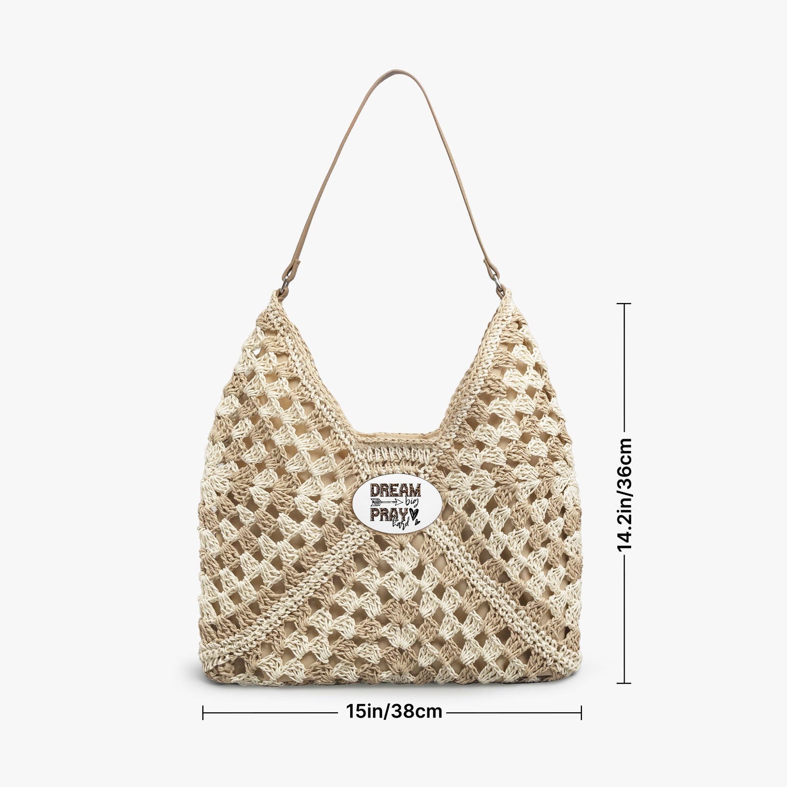 Dream Big Pray Hard Christian Crochet Straw Bag - ClaimedbyGodDesigns