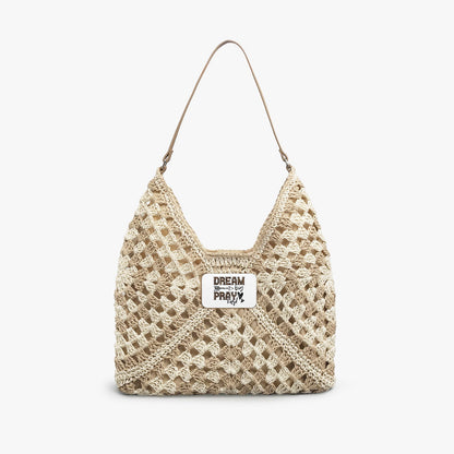 Dream Big Pray Hard Christian Crochet Straw Bag - ClaimedbyGodDesigns