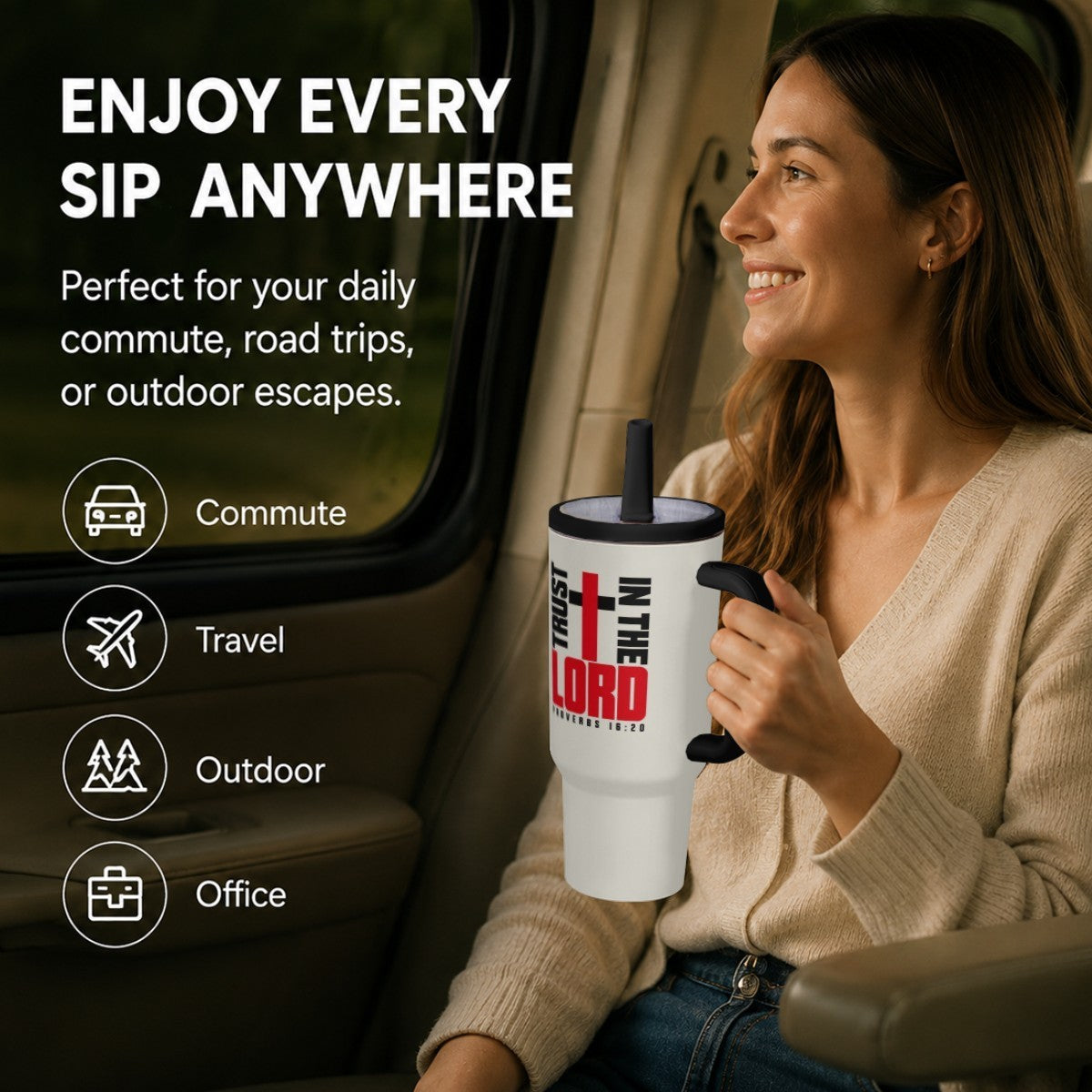 Proverbs 16:20 Trust In The Lord Christian 40oz Tumbler - Claimed by God Designs