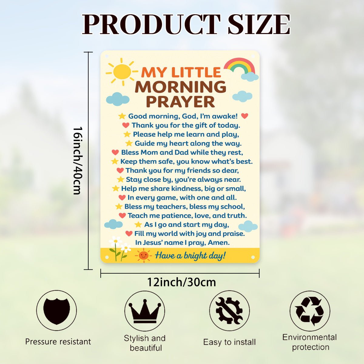 My Little Morning Prayer For Kids Christian Metal Sign Decor - ClaimedbyGodDesigns