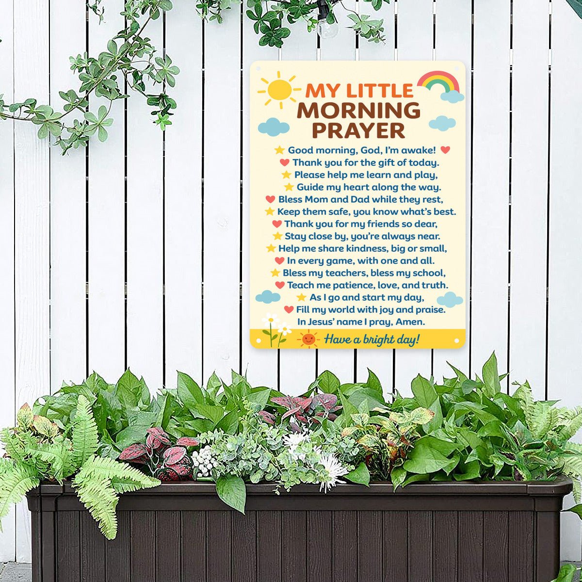My Little Morning Prayer For Kids Christian Metal Sign Decor - ClaimedbyGodDesigns