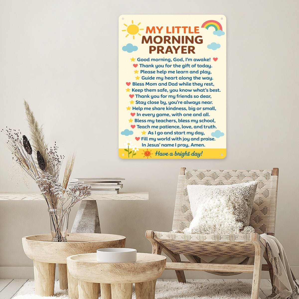 My Little Morning Prayer For Kids Christian Metal Sign Decor - ClaimedbyGodDesigns