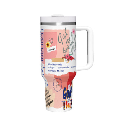 Faith-Inspired Christian Collage Stainless Steel Tumbler – 40oz of Style & Strength