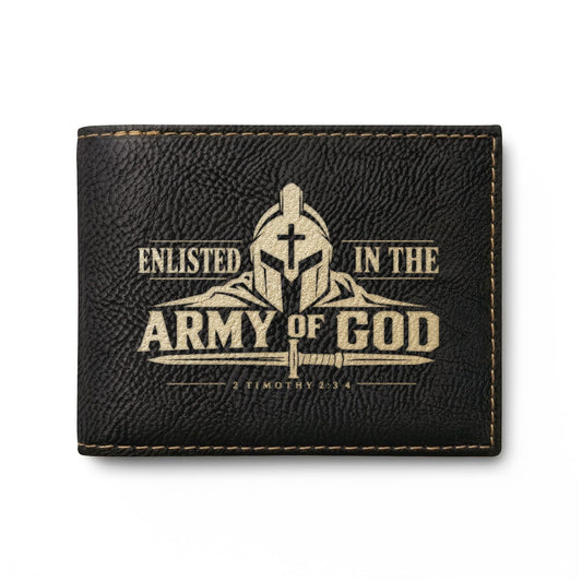 Enlisted in the Army of God Christian wallet with warrior and cross, 2 Timothy 2:3 (2)