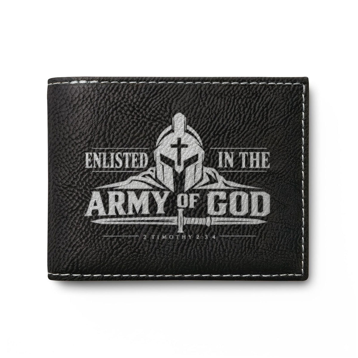 Enlisted in the Army of God Christian wallet with warrior and cross, 2 Timothy 2:3 (3)
