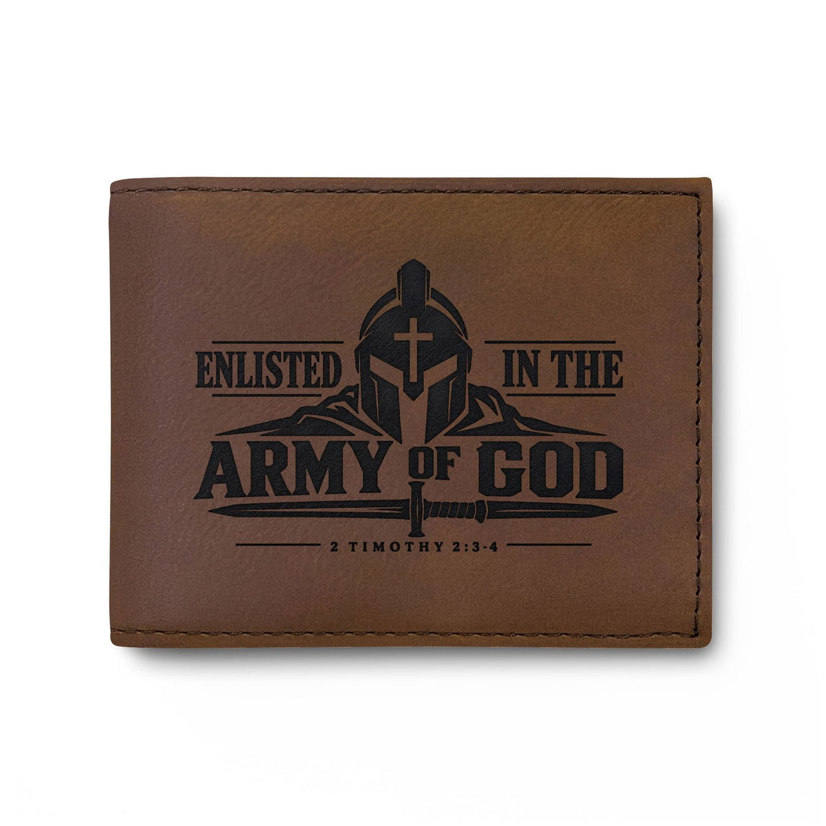 Enlisted in the Army of God Christian wallet with warrior and cross, 2 Timothy 2:3 (5)