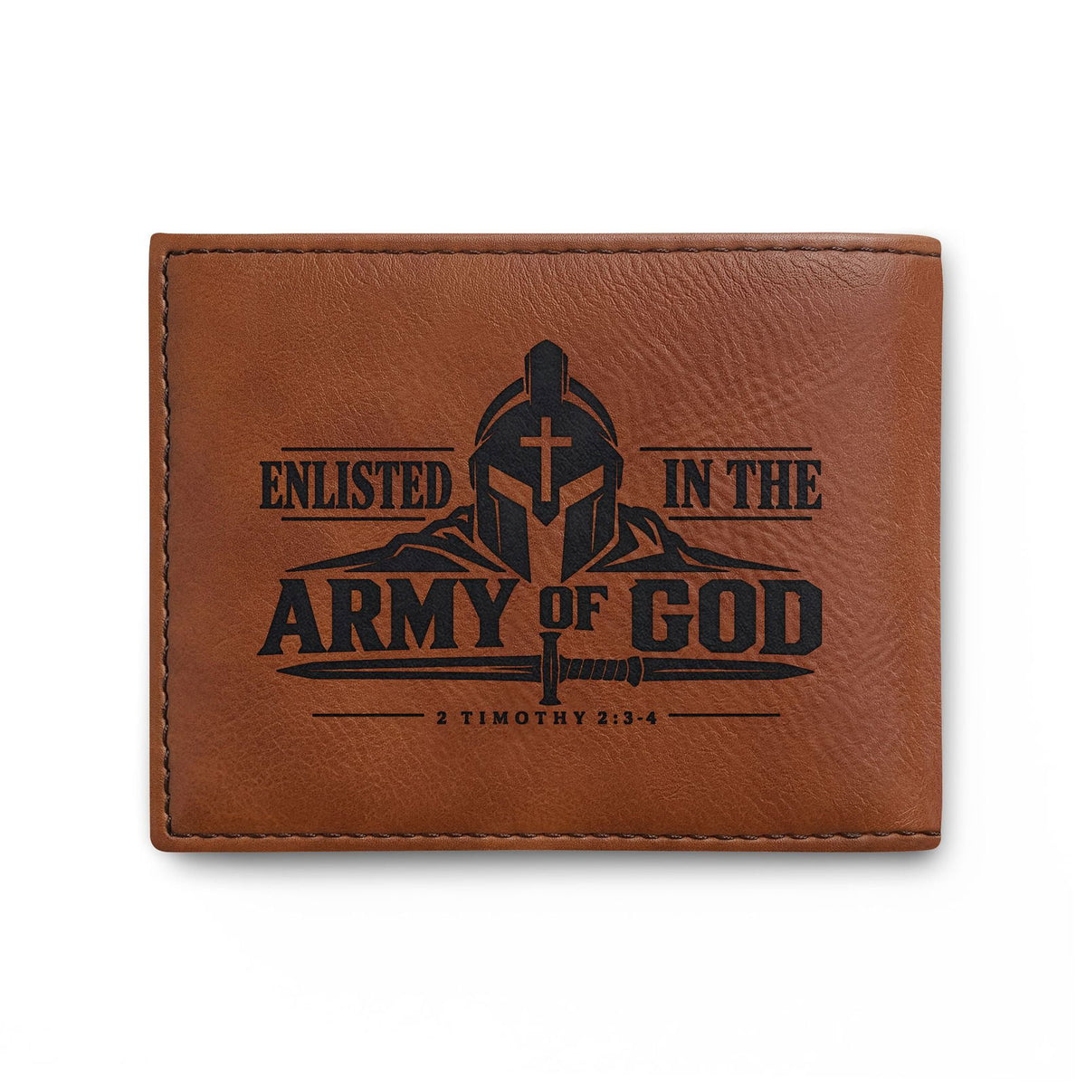Enlisted in the Army of God Christian wallet with warrior and cross, 2 Timothy 2:3 (6)