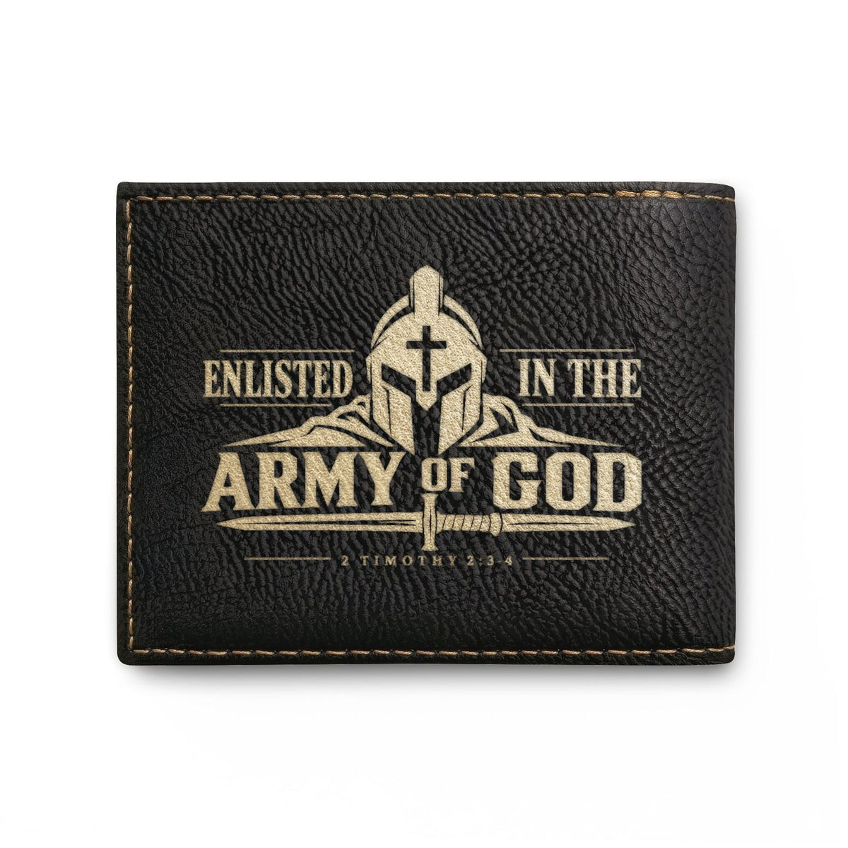 Enlisted in the Army of God Christian wallet with warrior and cross, 2 Timothy 2:3 (7)