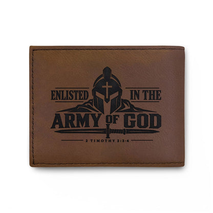 Enlisted in the Army of God Christian wallet with warrior and cross, 2 Timothy 2:3 (10)