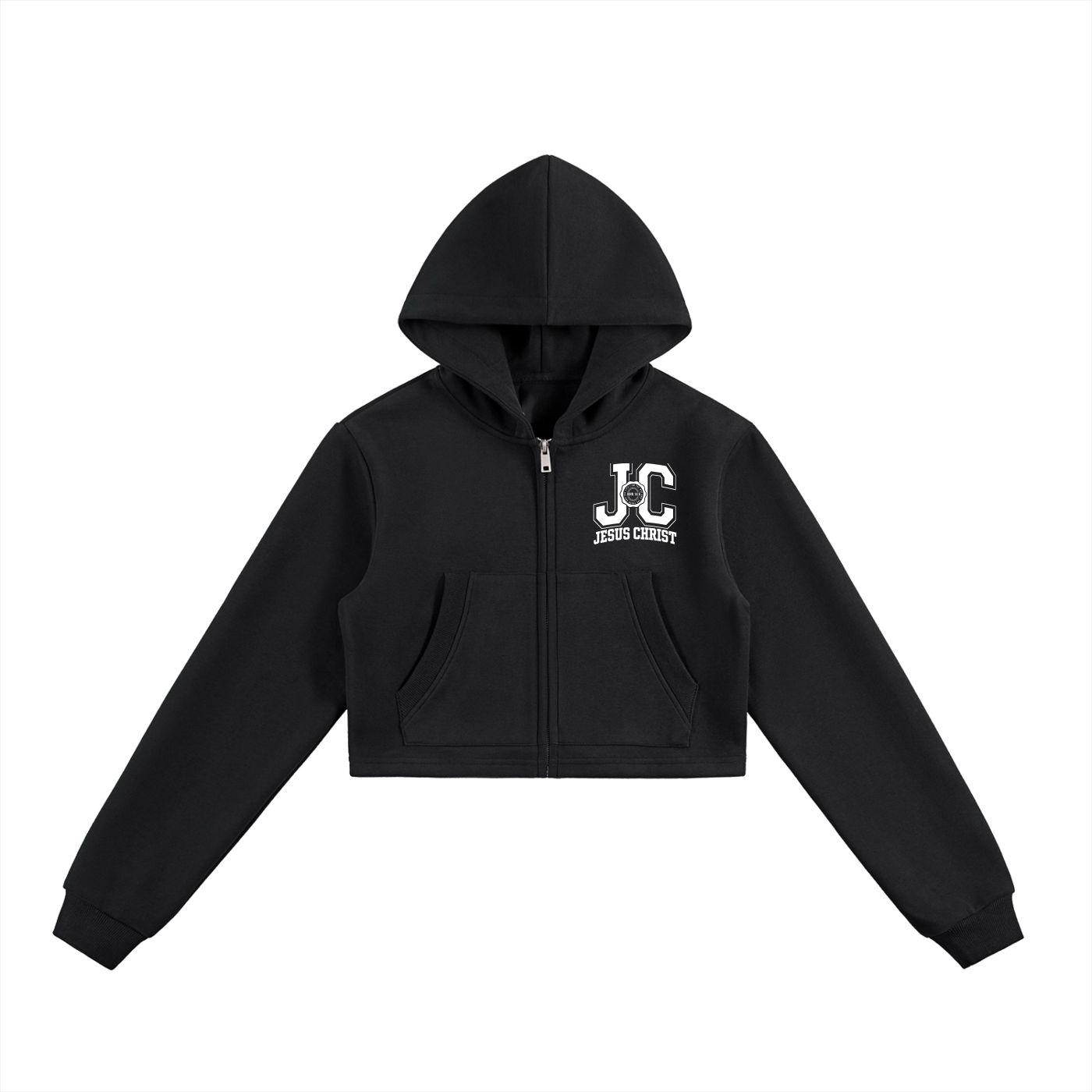 Essential Cropped Zip-Up Hoodie - ClaimedbyGodDesigns