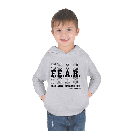 FEAR Face Everything And Rise Christian Toddler Pullover Fleece Hooded Sweatshirt - ClaimedbyGodDesigns