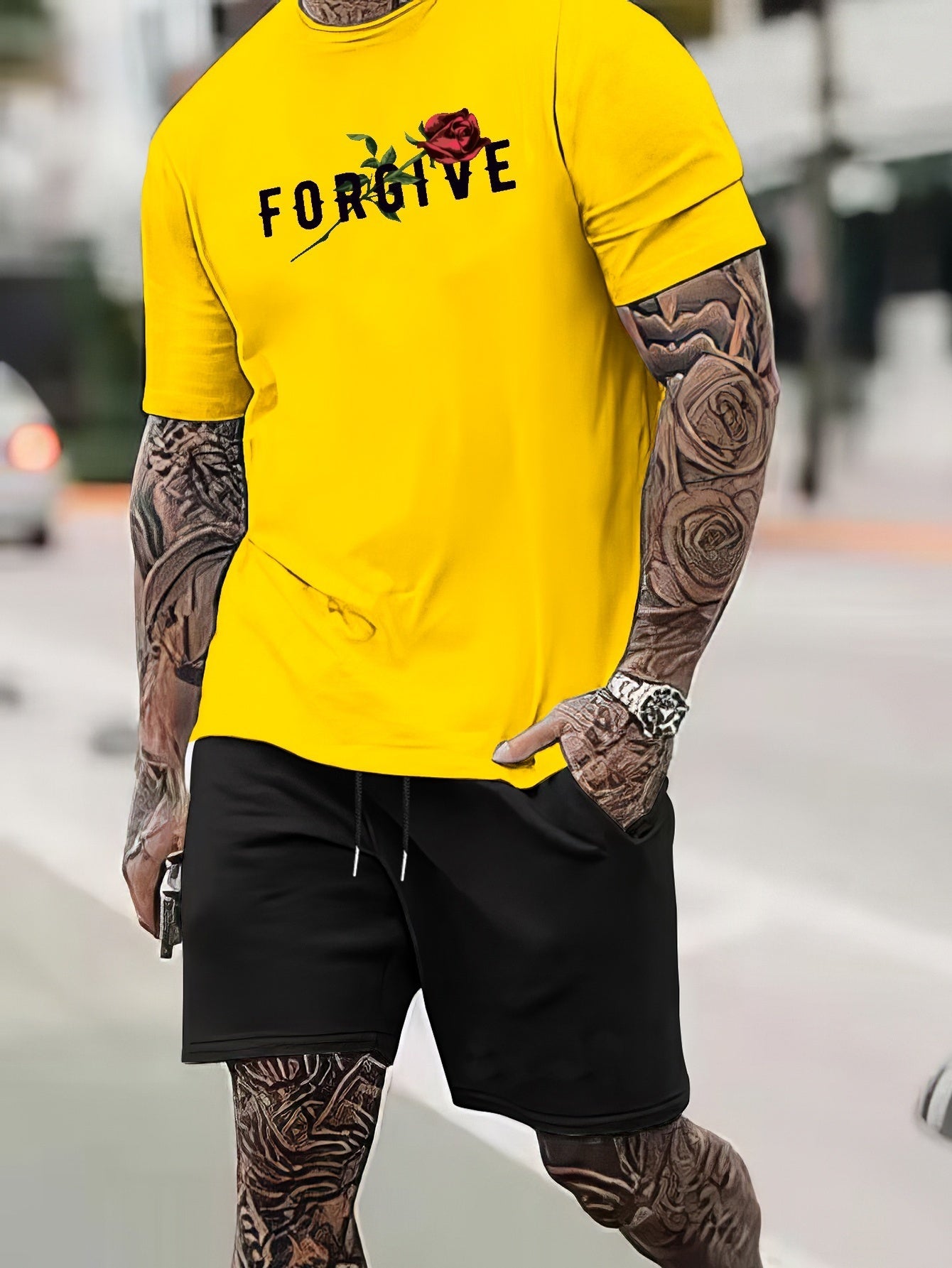 FORGIVE (Rose) Men's Christian T-shirt - ClaimedbyGodDesigns