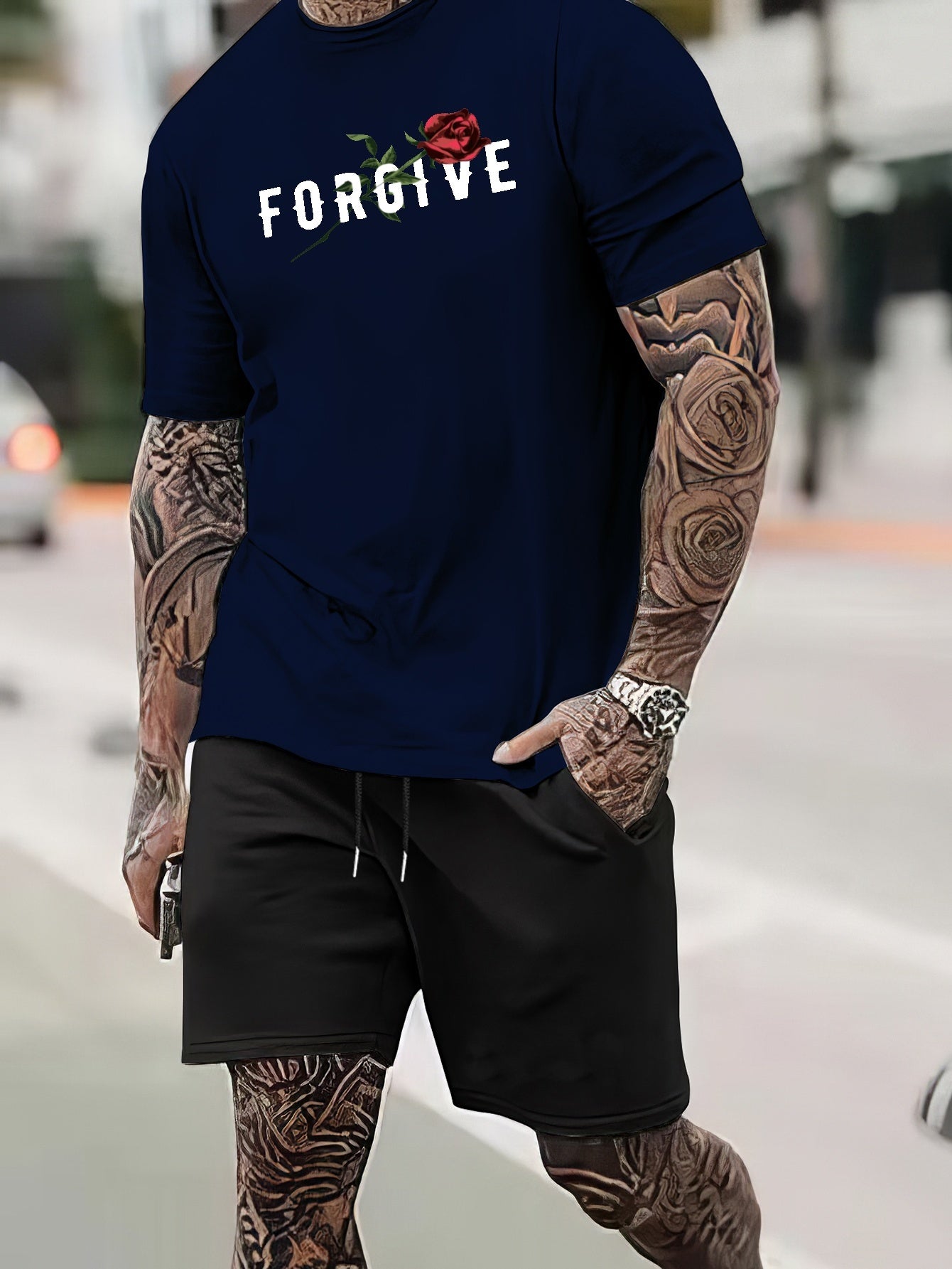 FORGIVE (Rose) Men's Christian T-shirt - ClaimedbyGodDesigns