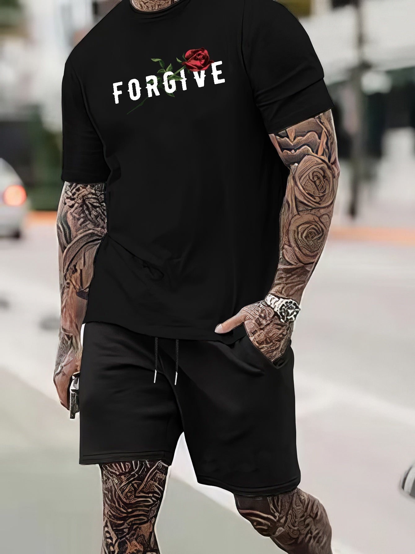 FORGIVE (Rose) Men's Christian T-shirt - ClaimedbyGodDesigns