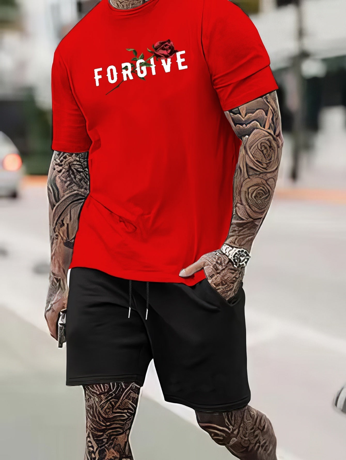 FORGIVE (Rose) Men's Christian T-shirt - ClaimedbyGodDesigns