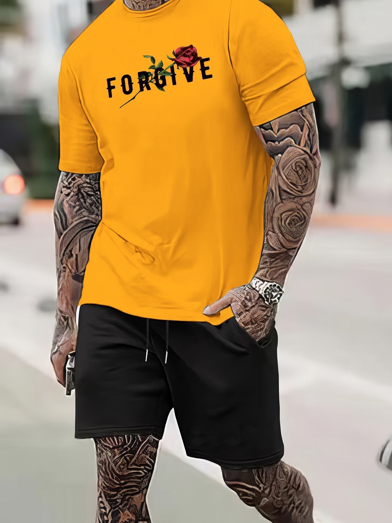 FORGIVE (Rose) Men's Christian T-shirt - ClaimedbyGodDesigns