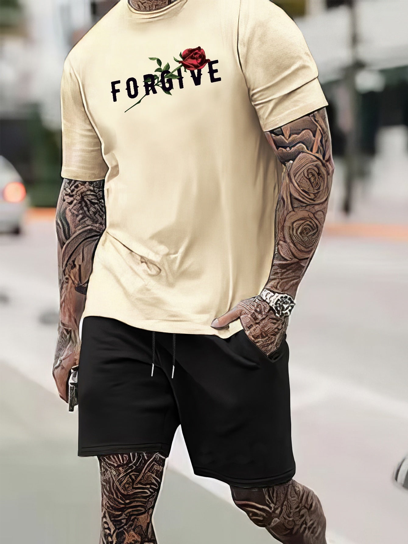 FORGIVE (Rose) Men's Christian T-shirt - ClaimedbyGodDesigns