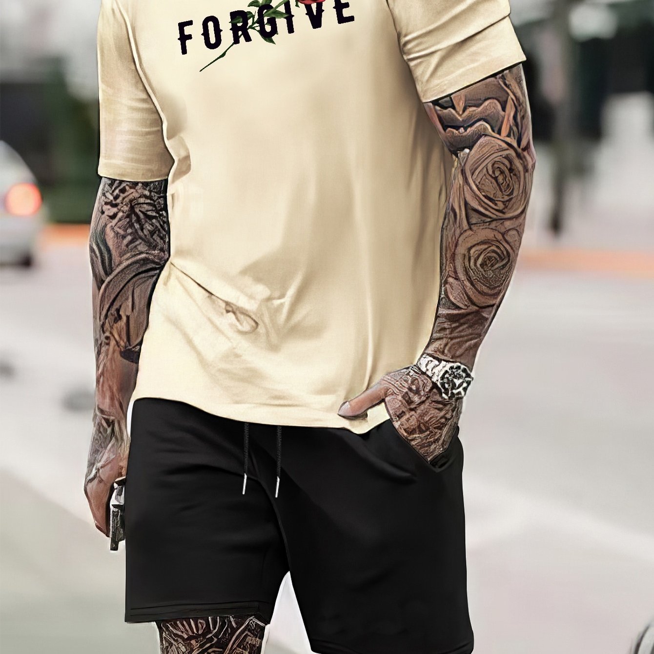 FORGIVE (Rose) Men's Christian T-shirt - ClaimedbyGodDesigns