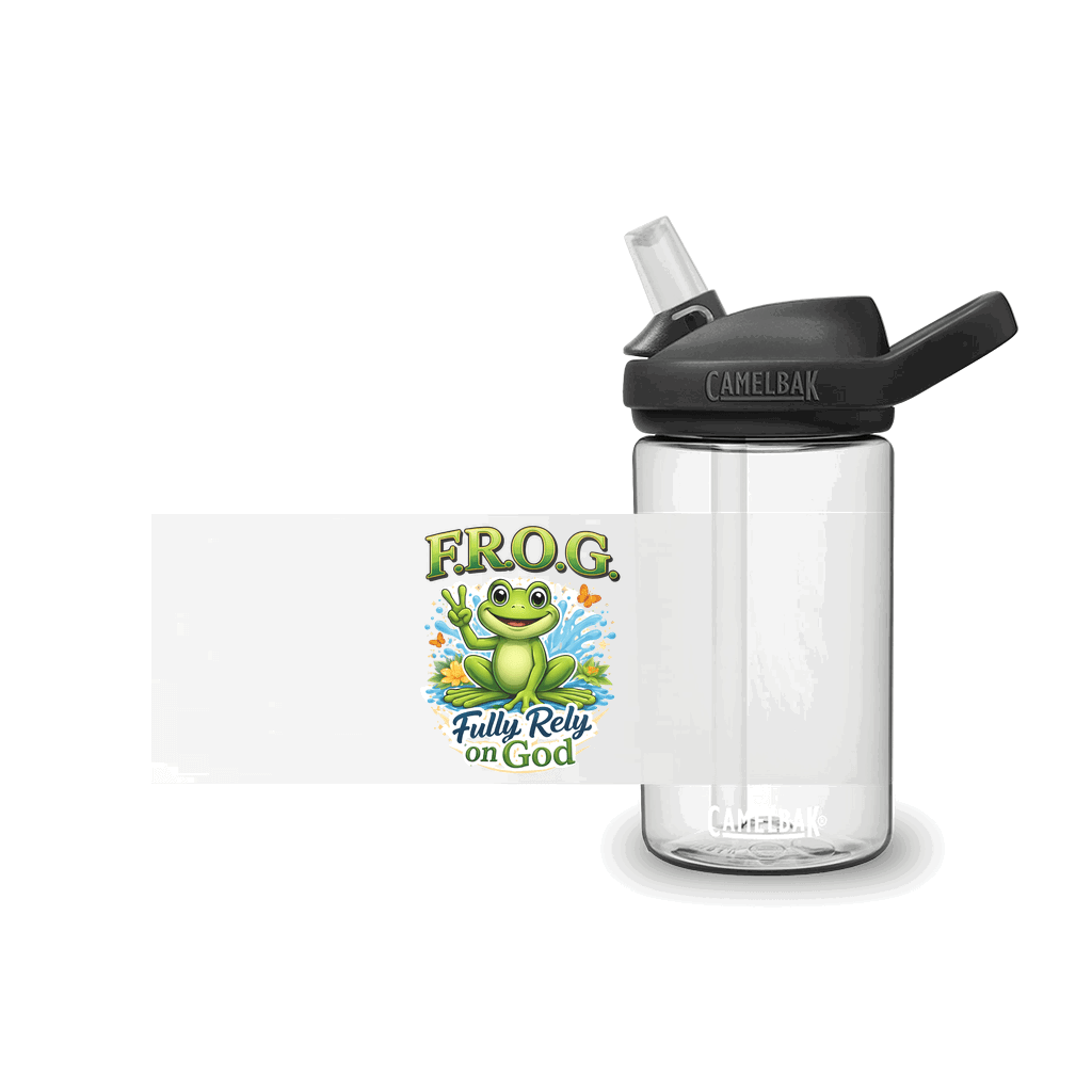 F.R.O.G Fully Rely On God Christian Kids Water Bottle - ClaimedbyGodDesigns
