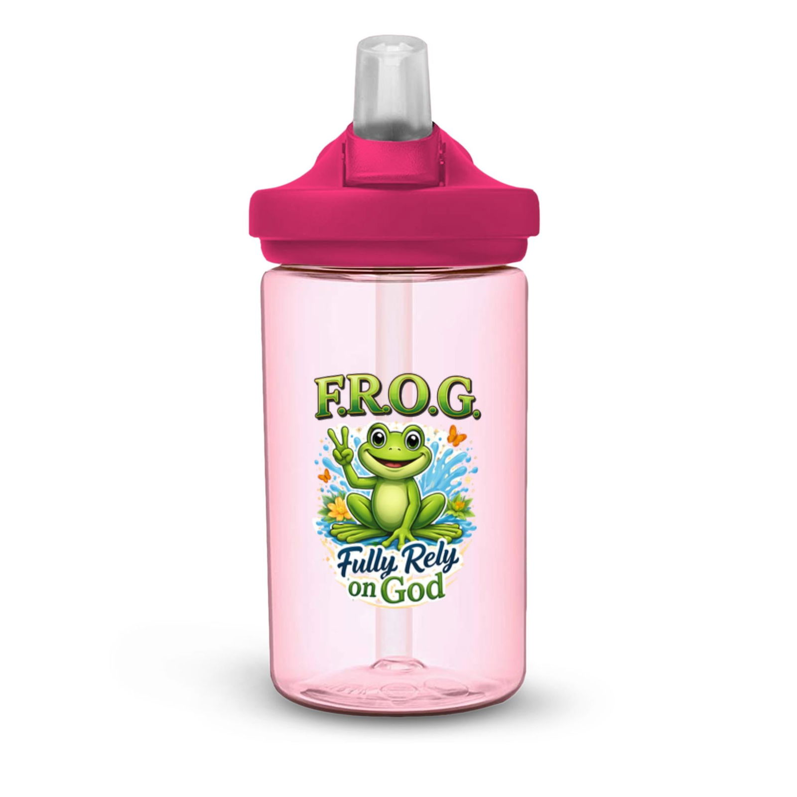 F.R.O.G Fully Rely On God Christian Kids Water Bottle - ClaimedbyGodDesigns