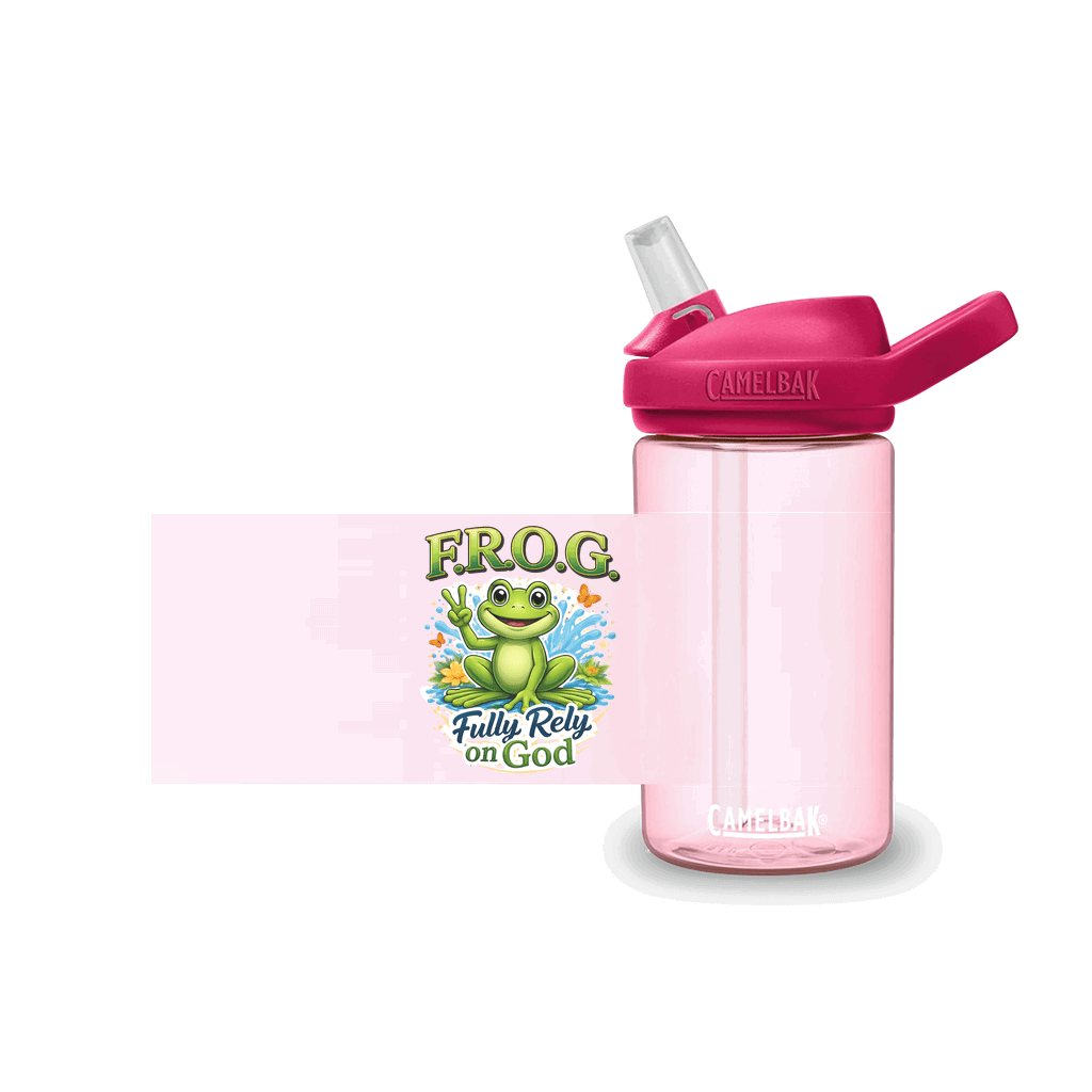 F.R.O.G Fully Rely On God Christian Kids Water Bottle - ClaimedbyGodDesigns