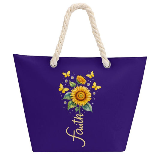 Faith Christian Large Jute Tote Bag - ClaimedbyGodDesigns