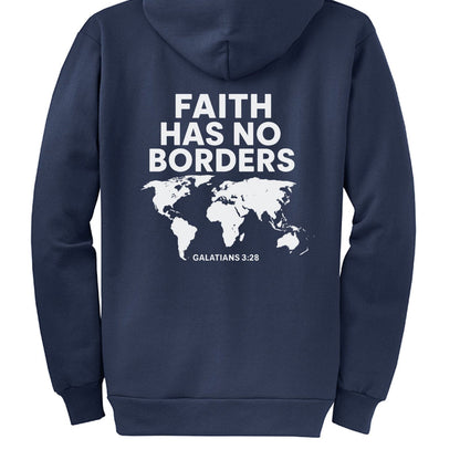 Faith Has No Borders Unisex Christian Full-Zip Hooded Sweatshirt - ClaimedbyGodDesigns