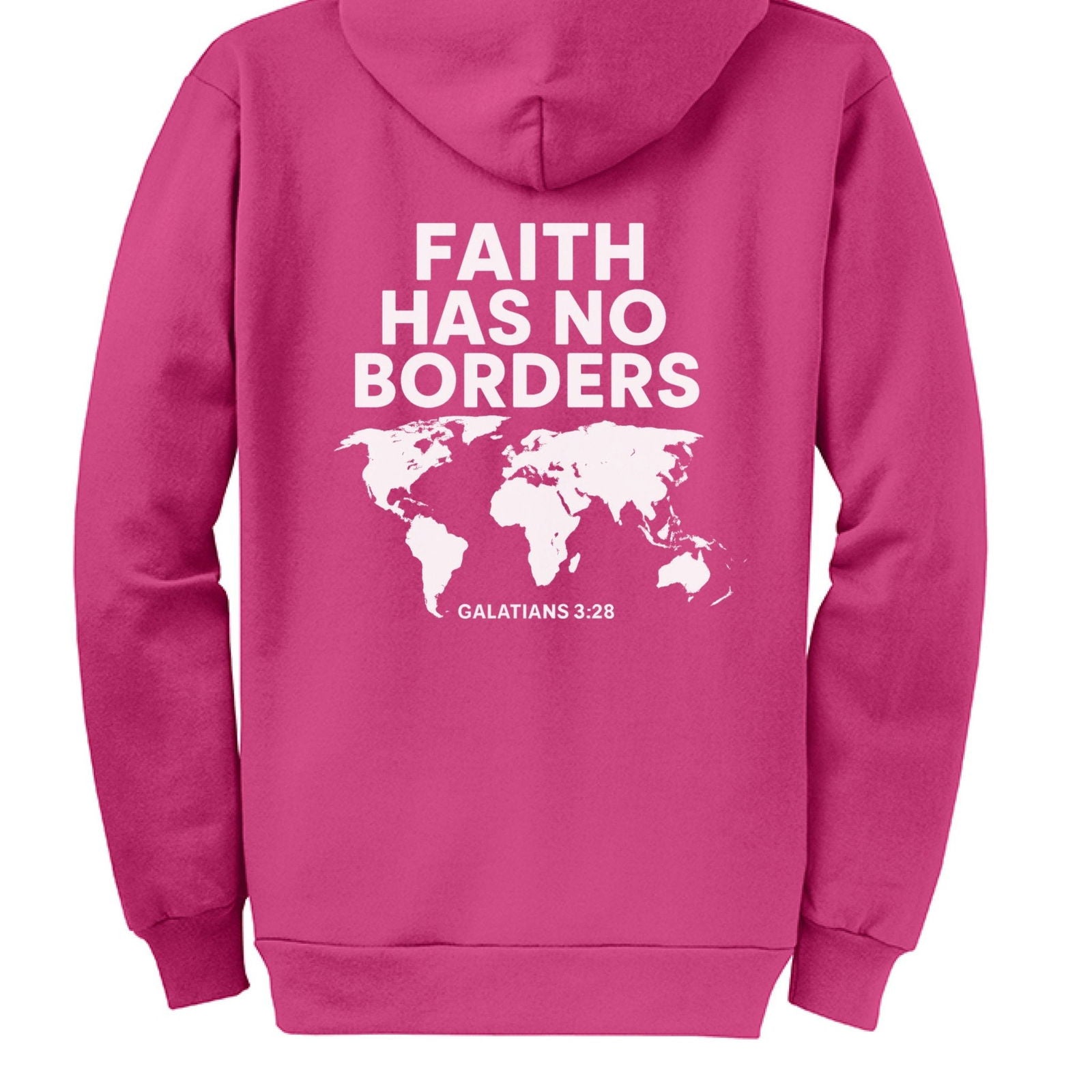 Faith Has No Borders Unisex Christian Full-Zip Hooded Sweatshirt - ClaimedbyGodDesigns