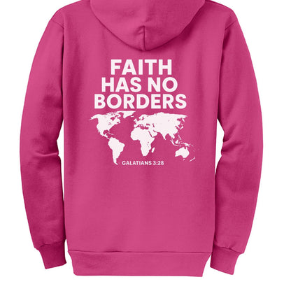 Faith Has No Borders Unisex Christian Full-Zip Hooded Sweatshirt - ClaimedbyGodDesigns