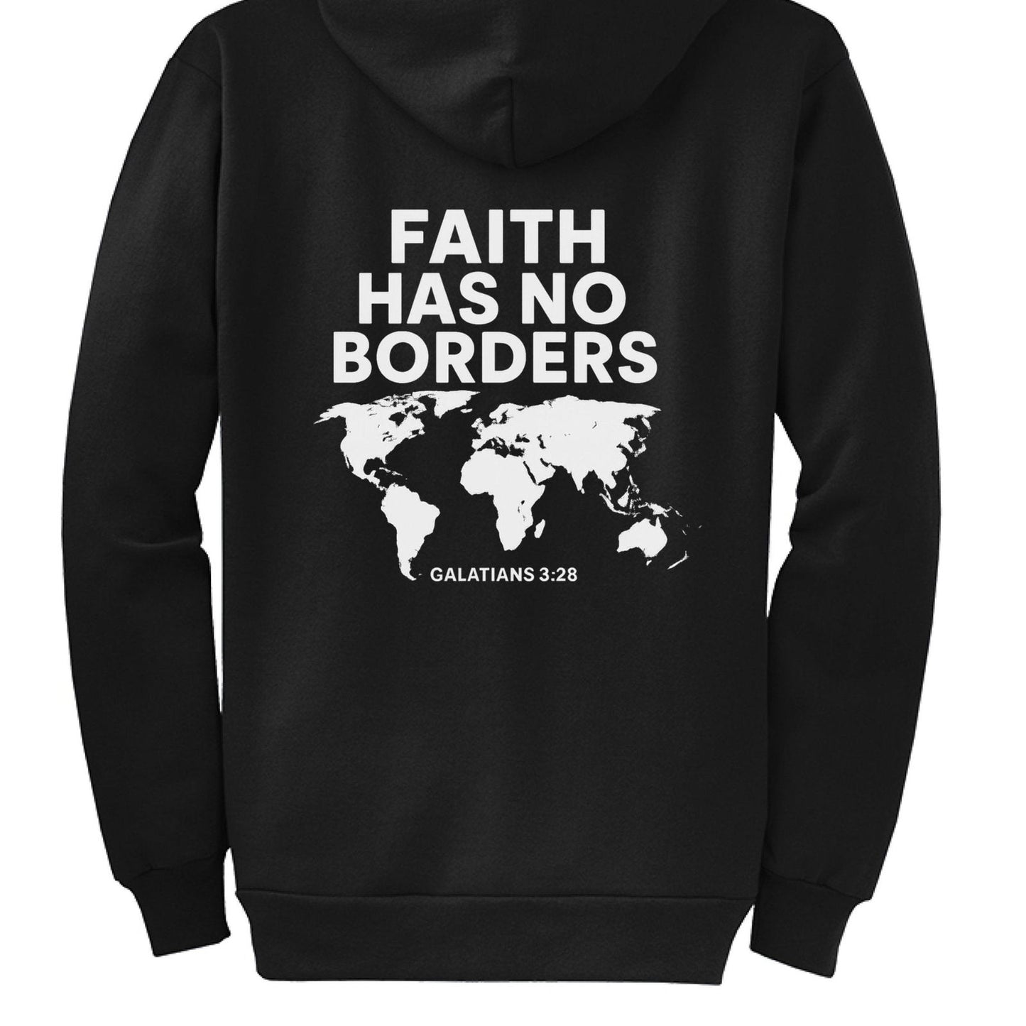 Faith Has No Borders Unisex Christian Full-Zip Hooded Sweatshirt - ClaimedbyGodDesigns