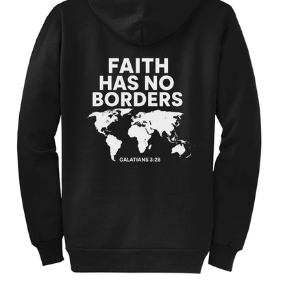Faith Has No Borders Unisex Christian Full-Zip Hooded Sweatshirt - ClaimedbyGodDesigns